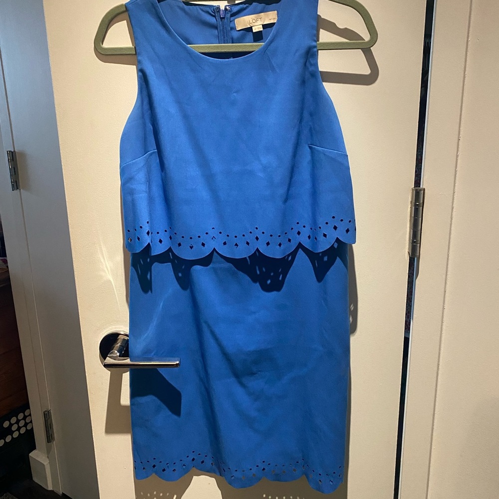 Loft blue dress with eyelet details